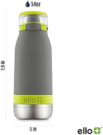 Gray kids stainless steel straw bottle 14 oz — photo 4