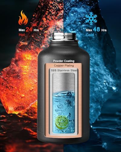 Matte black 64 oz stainless steel thermo flask — photo 2