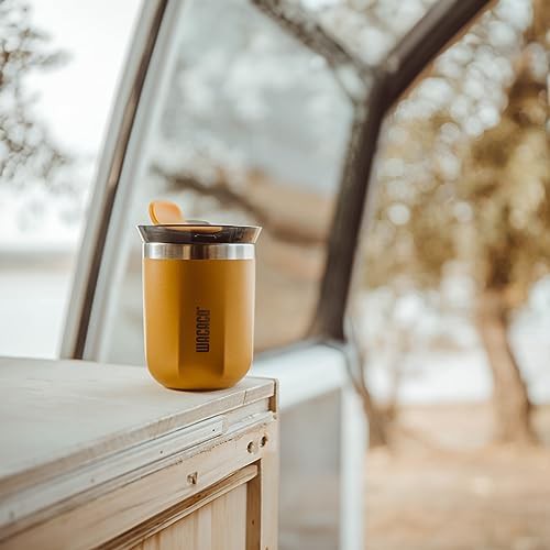 Amber yellow stainless steel travel coffee mug — photo 4