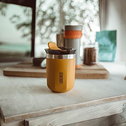 Amber yellow stainless steel travel coffee mug — photo 5