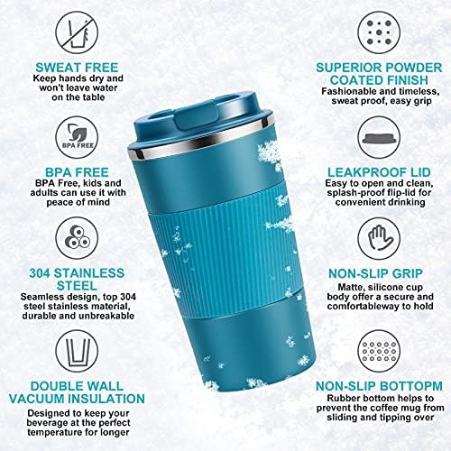 Blue stainless steel travel mug 380ml — photo 3