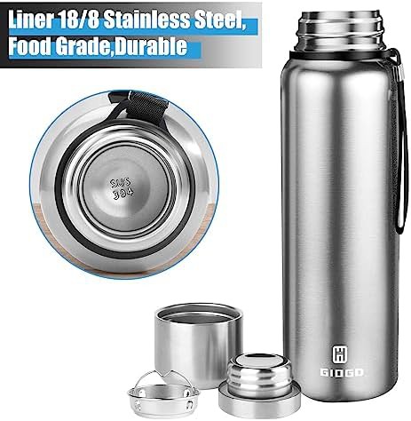 Silver stainless thermo bottle with cup lid — photo 3