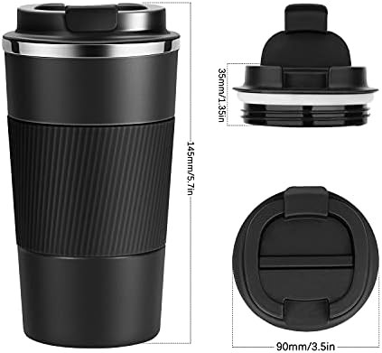 Black stainless steel 12oz travel coffee mug — photo 3