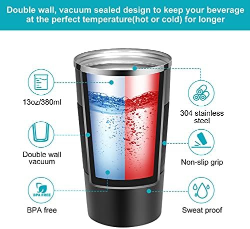 Black stainless steel 12oz travel coffee mug — photo 4