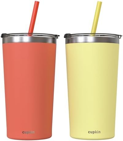Coral and yellow 20 oz tumbler set