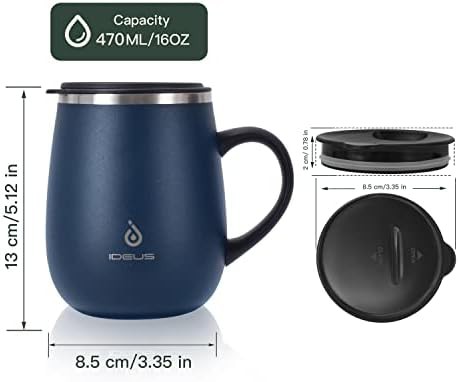 Navy Blue Insulated Coffee Mug with Handle — photo 3