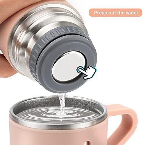 Pink stainless steel travel bottle with cup lid — photo 4