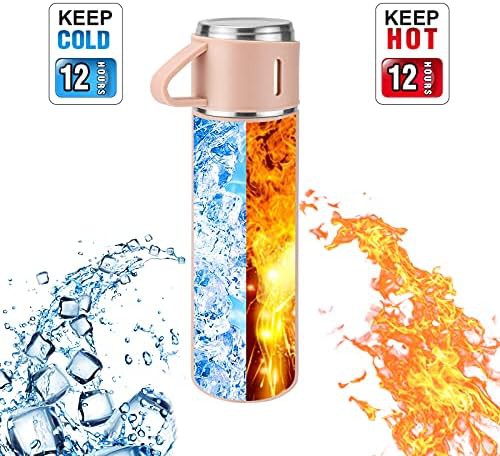 Pink stainless steel travel bottle with cup lid — photo 5