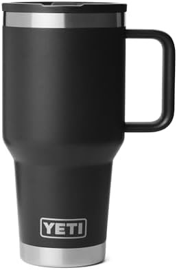 Black 30 oz travel mug with lid
