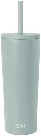 Green iced coffee tumbler with straw 24 oz