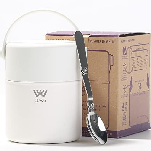White 16 oz Food Thermos with Spoon