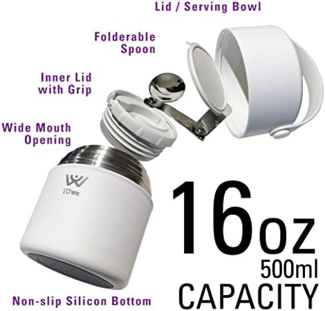 White 16 oz Food Thermos with Spoon — photo 3