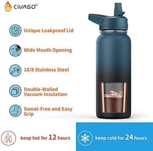 Large sports water bottle with three lids — photo 3