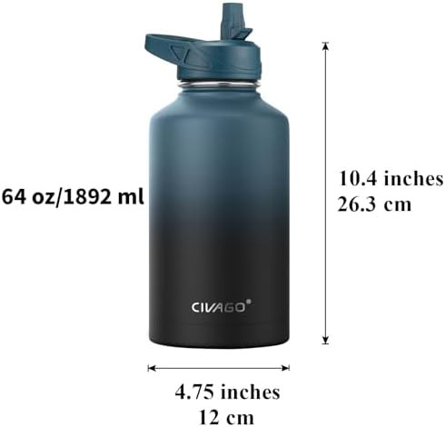 Large sports water bottle with three lids — photo 4