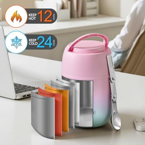 Blue and pink insulated food jar 17 oz — photo 3