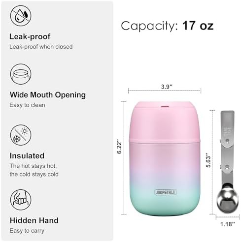 Blue and pink insulated food jar 17 oz — photo 4