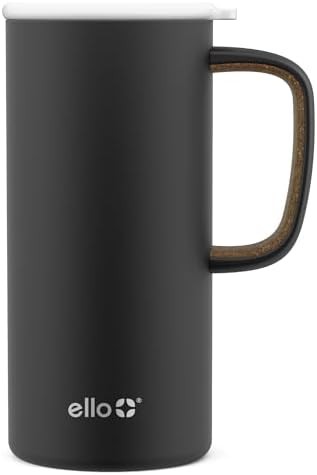 Black insulated stainless travel mug 18 oz