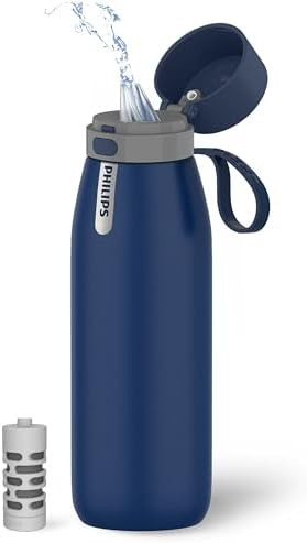 Blue 32 oz Filtered Travel Water Bottle