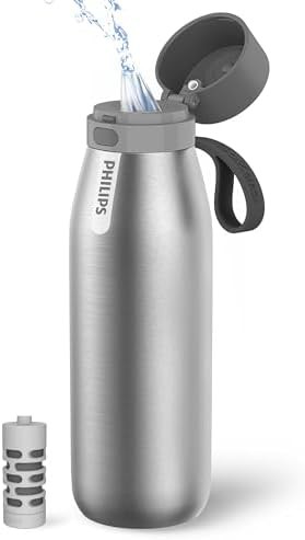 Silver 32 oz Filtered Sports Water Bottle
