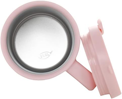 Pink stainless steel coffee mug with handle — photo 3