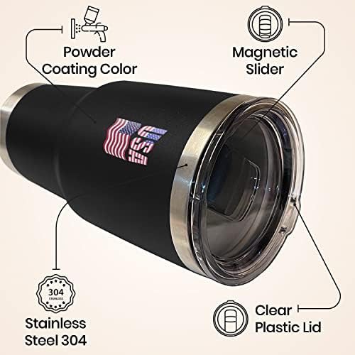 Black 30 oz tumbler with USA flag logo — photo 3
