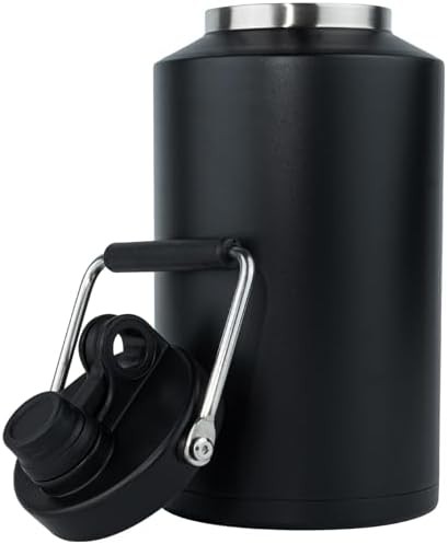 Black vacuum insulated gallon jug with handle