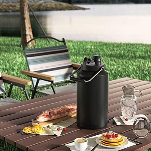 Black vacuum insulated gallon jug with handle — photo 3