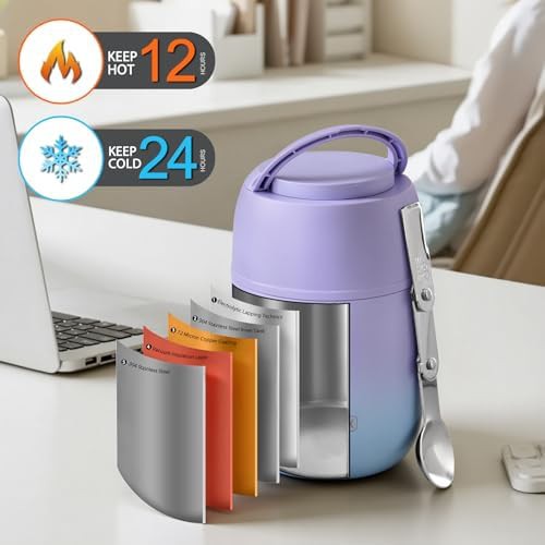 Purple blue wide mouth lunch thermo — photo 3