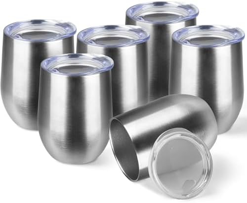 Silver 12oz Wine Tumbler Six Pack
