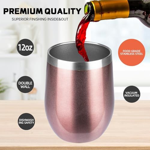 Rose Gold 12oz Insulated Wine Tumbler — photo 3