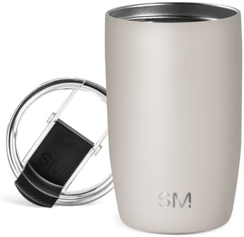 Beige travel coffee mug with flip lid 12 oz