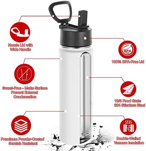 White insulated sports bottle with handle — photo 5