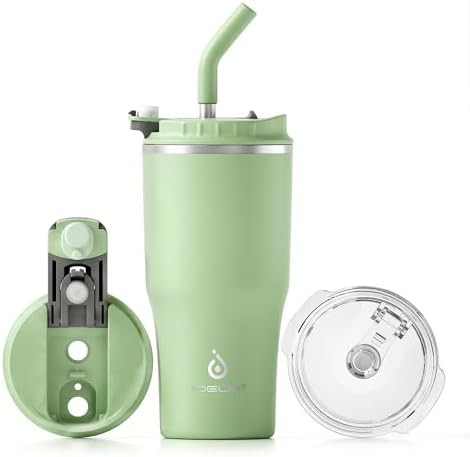 Avocado green 18 oz straw tumbler cup