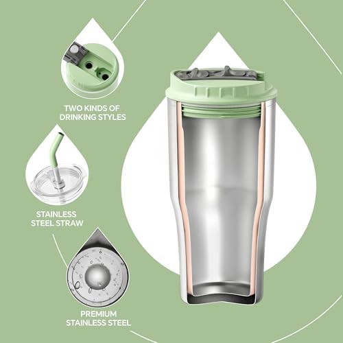 Avocado green 18 oz straw tumbler cup — photo 3
