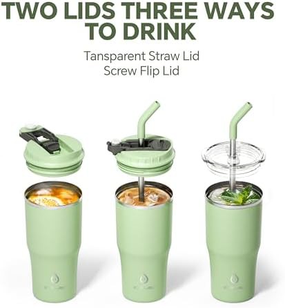 Avocado green 18 oz straw tumbler cup — photo 4