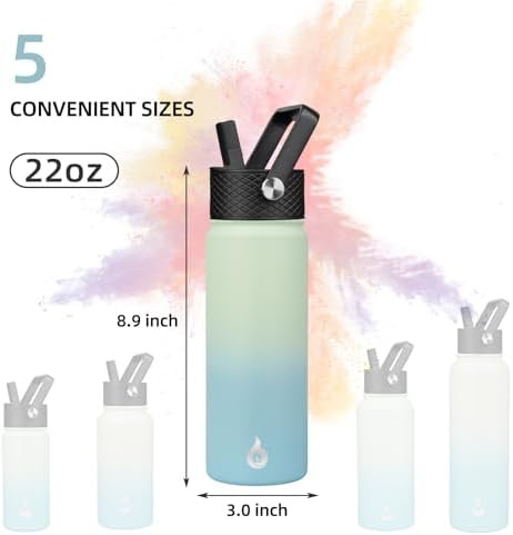 22oz Insulated Water Bottle with Straw Lid — photo 4