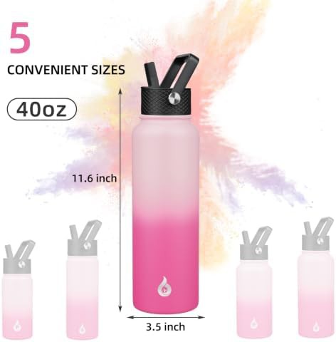 40oz Insulated Water Bottle with Straw Lid steel — photo 4
