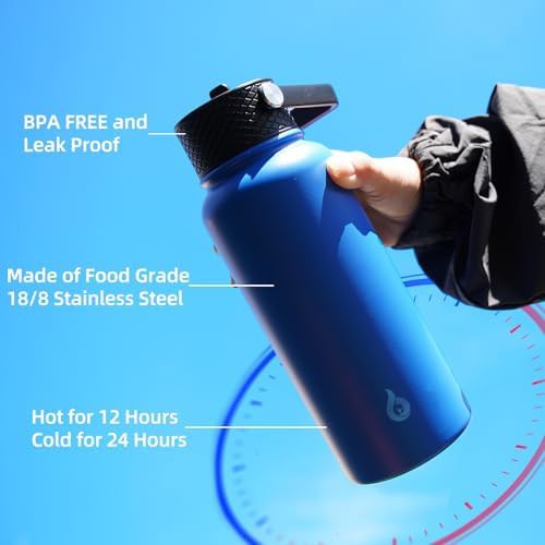 40oz Insulated Water Bottle with Straw Lid steel — photo 5