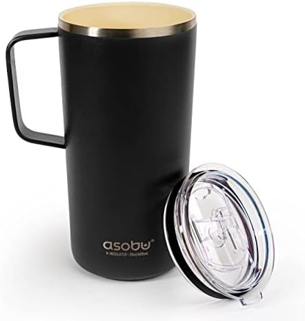 Black tower insulated coffee mug with handle 20 oz