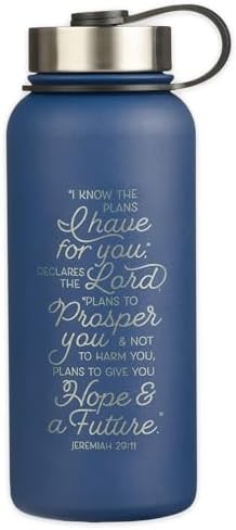 Blue large scripture insulated water bottle 32 oz