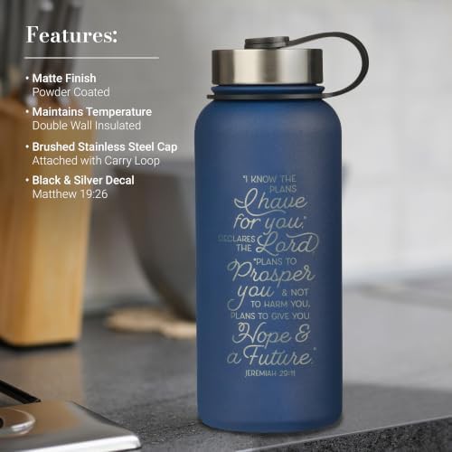 Blue large scripture insulated water bottle 32 oz — photo 3