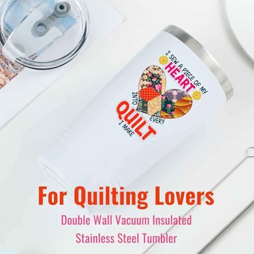 Quilting theme stainless steel travel mug — photo 3