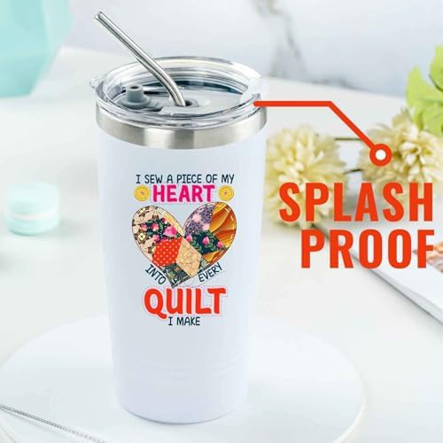 Quilting theme stainless steel travel mug — photo 4
