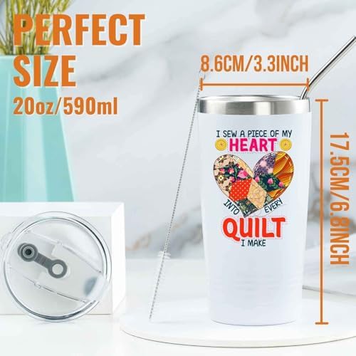 Quilting theme stainless steel travel mug — photo 5
