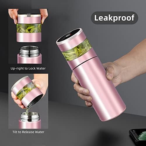 Pink travel mug with LED temperature display — photo 4