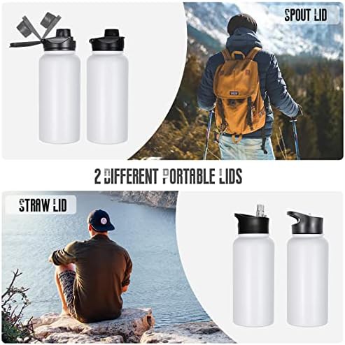 White stainless steel sports bottle 32 oz — photo 3