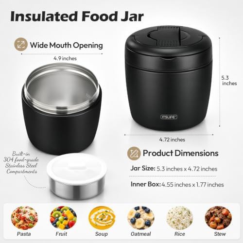 Black 32oz Vacuum Insulated Food Container — photo 3