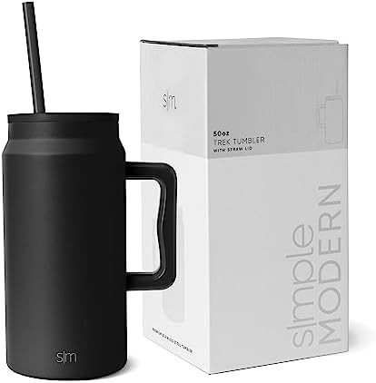 Midnight black mug tumbler with handle 50 oz