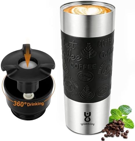 Black Stainless Travel Coffee Mug 16 oz