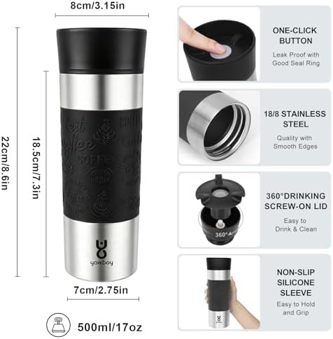 Black Stainless Travel Coffee Mug 16 oz — photo 5